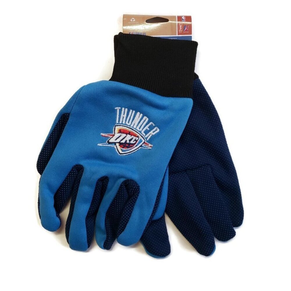 NBA Oklahoma City Thunder Colored Palm Work Garden Utility Gloves Blue by FOCO - Picture 2 of 3